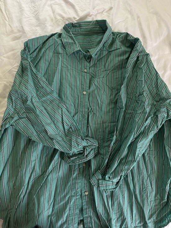 American Eagle Outfitters Other - American Eagle Outfitters Teal and White Striped Button-Down Shirt